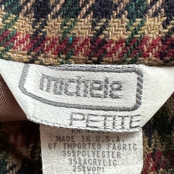 Michele Tweed Brown Black Red & Green Midi Zipper In Back SZ 16 Good Con… - Picture 8 of 11